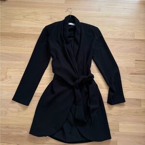 Zara Black Long Sleeve Wrap Dress